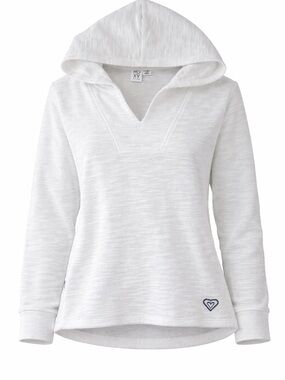 NWOT Roxy Womens White Hooded Pullover Long Sleeve Lightweight Beach Sweater XL
